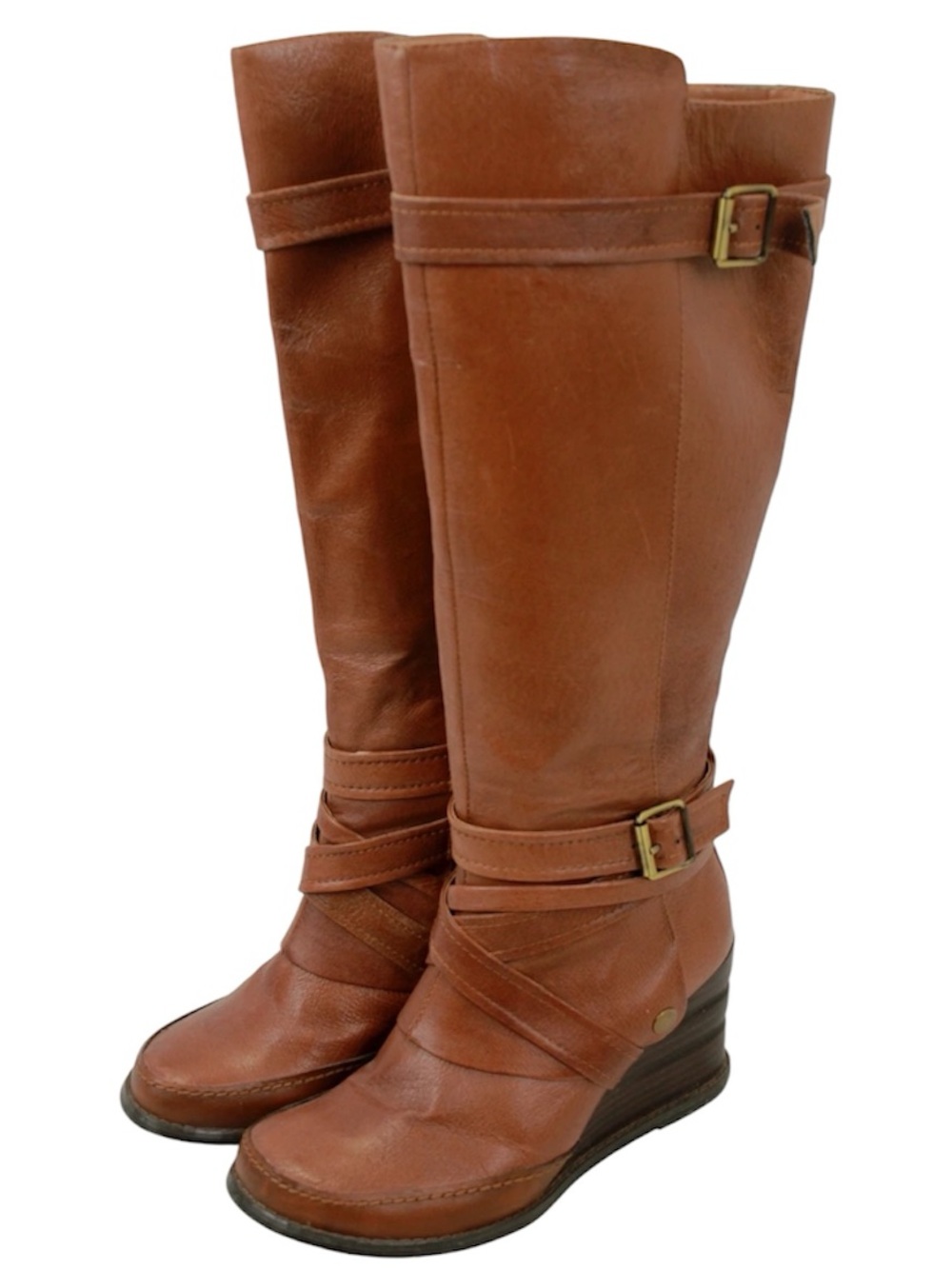 Miz Mooz Brea Cognac Wedge Heel Leather Boots